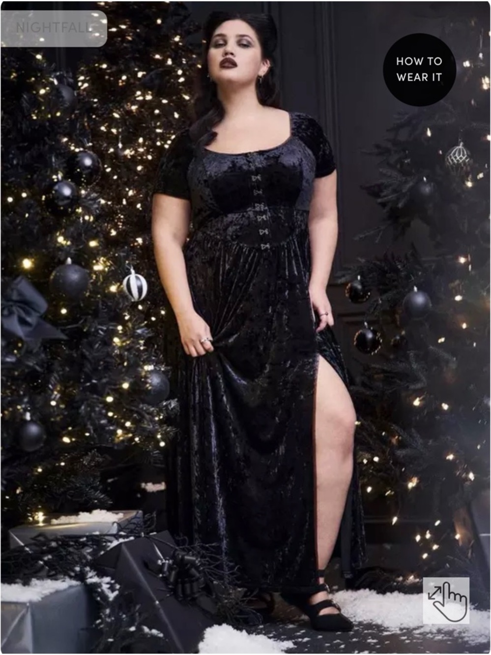 torrid Black Velvet Hook-and-Eye Maxi Dress
